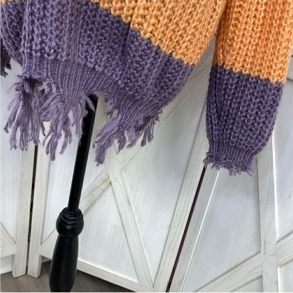 Wishlist Distressed Colorblock Grunge Pullover Sweater Medium Large Purple Multi - Picture 5 of 14